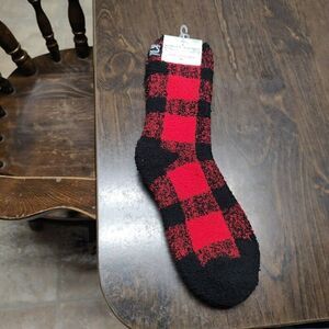 New World's Softest Socks Cozy Collection Red And Black Women's Shoe Size 6-10